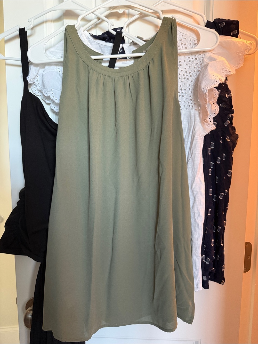 LOFT Olive Green Sleeveless A-Line Top
